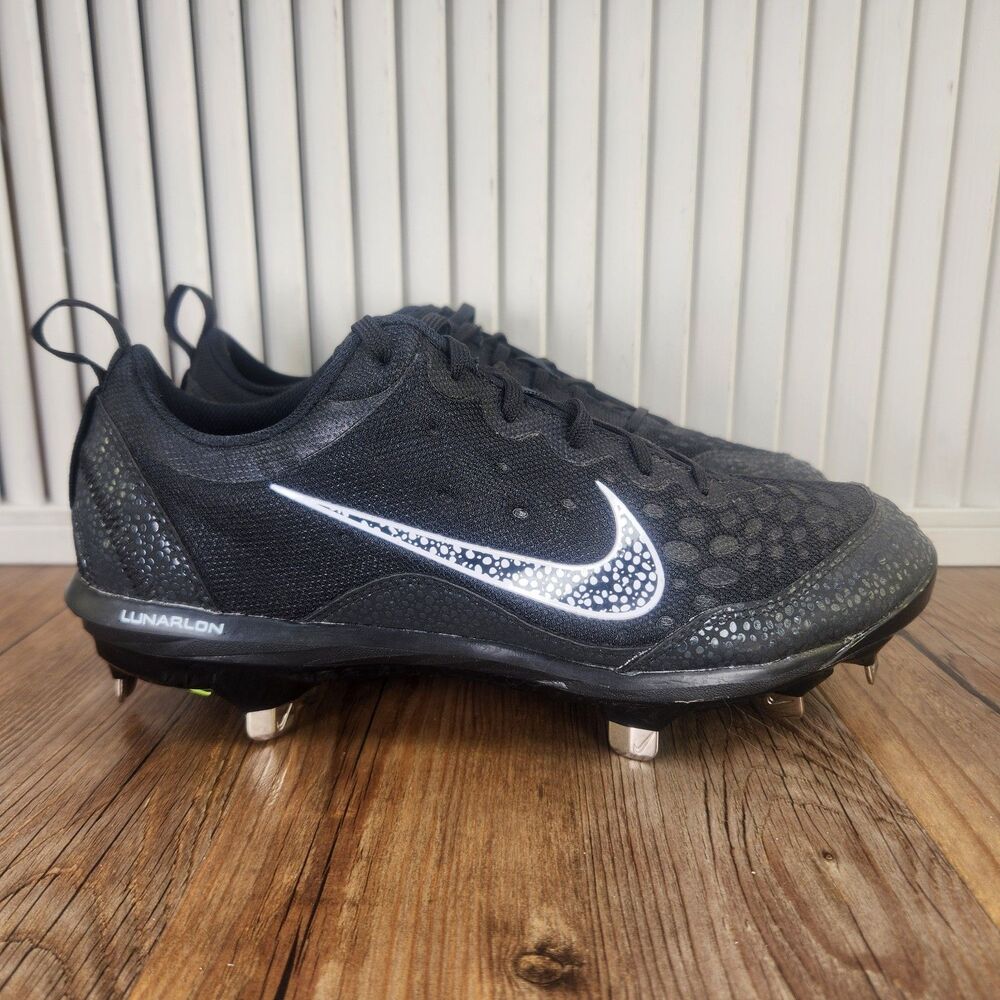 Nike Lunar Hyperdiamond Womens Sz 9 Black White Metal Softball Cleats 856492-011